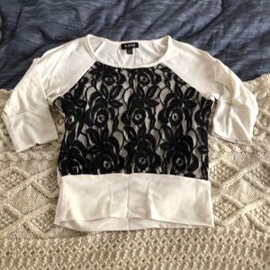 A. Byer Cream & Black Lace Sweater